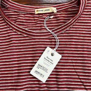 Marine Layer Burgundy, Red, and White Striped Top